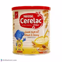 سرلاک گندم و عسل به همراه شیر نستله مناسب کودکان از پایان 12 ماهگی 400 گرم