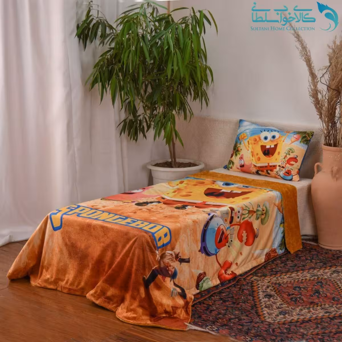 پتو روتختی عروسکی یکنفره طرح باب اسفنجی کد P253