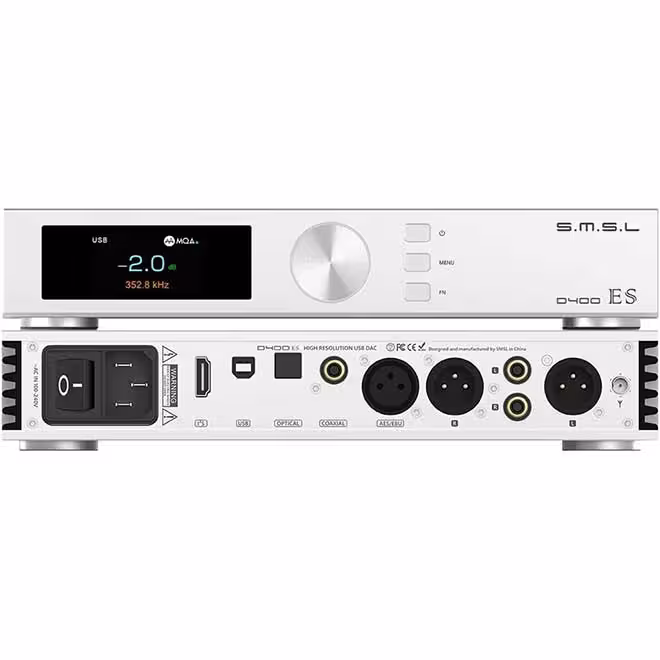 دک صوتی بلوتوث تراشه ES9039MPRO HiFi Fever MQA رسیور خالص Dac بالانس USB/اپتیکال/کواکسیال کنترل از راه دور S.M.S.L D400ES