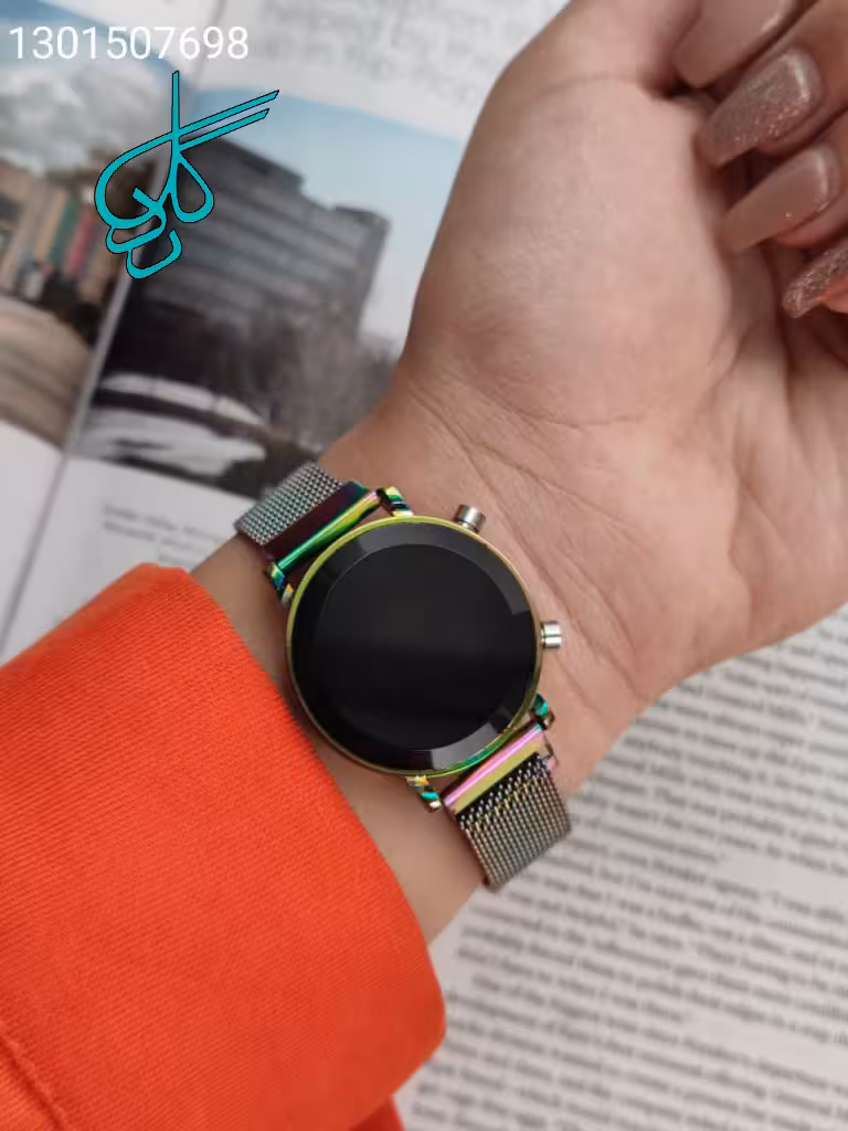 خرید ساعت مگنتی دخترانه صفحه گرد بند حصیری طرح جدید کد 1915023 - ردگل