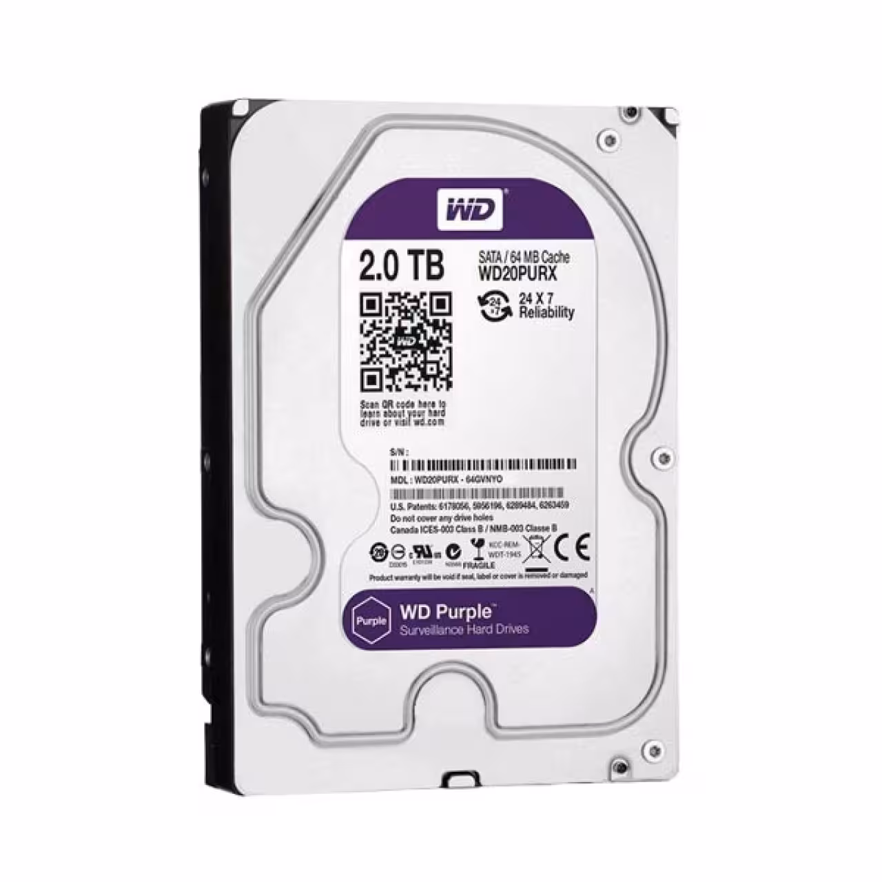 هارد دیسک اینترنال وسترن دیجیتال مدل WD20PURZ ظرفیت 2 ترابایت