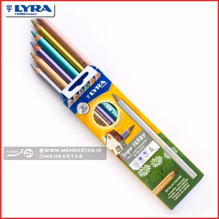 مداد رنگی متالیک مدل سوپرفربی 6 عددی لیرا  LYRA Super Ferby Metallic pencil