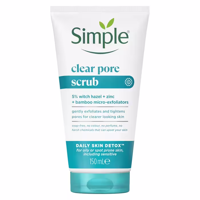 اسکراب پاک کننده و سم زدای منافذ سیمپل Simple مناسب پوست چرب حجم 150میل