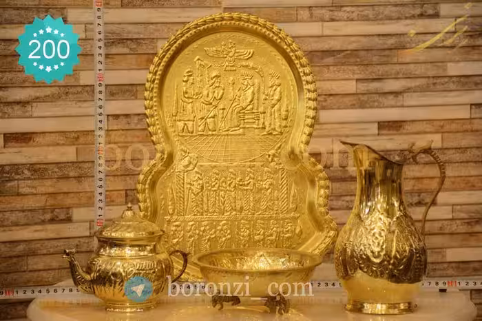 سرویس پا سماوری برنجی قلمزنی سایز بزرگ