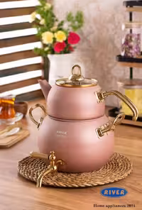 کتری قوری 2/8لیتر و قوری 1لیتر شیر دار سورمه ای ریور کد 5866