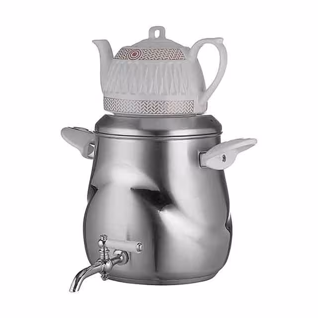 ست کتری و قوری استیل مرادی شیردار کف چدن مدل نیلوفر کد 309