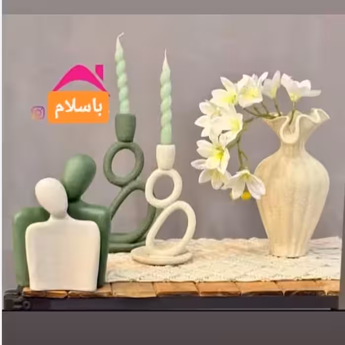 ست دکوری گلدان جاشمعی مجسمه رنگ دلخواه