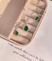 نیمست زمرد نقره جواهری کد 00075