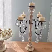 شمعدان پنج شعله چوبی طرح منبت