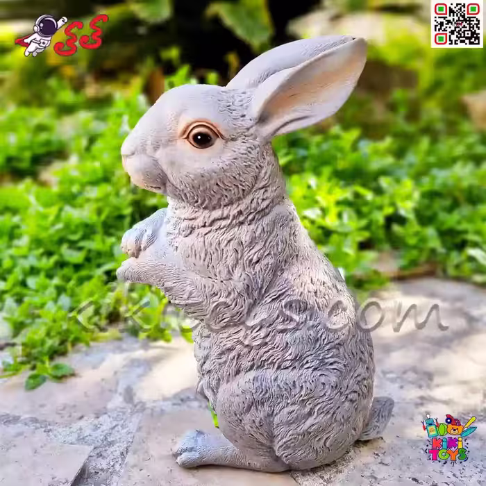 فیگور حیوانات ماکت خرگوش خاکستری اسباب بازی نرم و گوشتی بزرگ Fiquer of Rabbit﻿﻿ 589