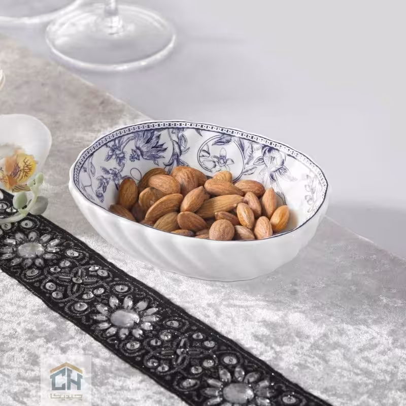 پیاله چینی بیضی گلدکیش ست 6 تایی طرح LOTUS مدل GK701102-1