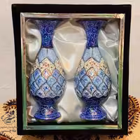 گلدان مینا کاری 20سانتی جفتی با جعبه مخمل