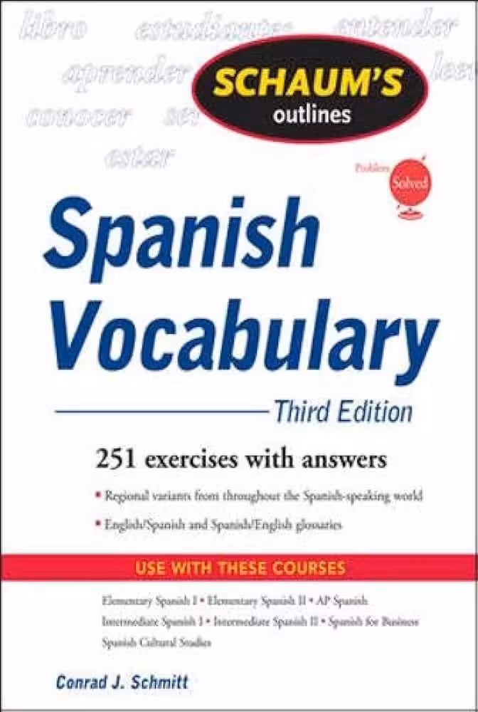 شامز اوت لاین آف اسپنیش وکبری | کتاب اسپانیایی Schaum’s Outline of Spanish Vocabulary 3th