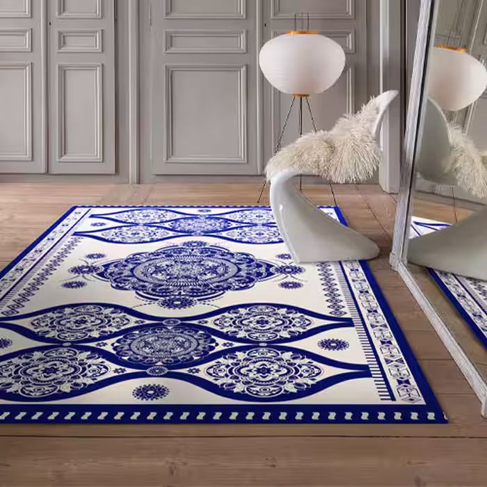 روفرشی کشدار ضد اب مخمل شانل ابریشم کد E87  سایز 9 متری