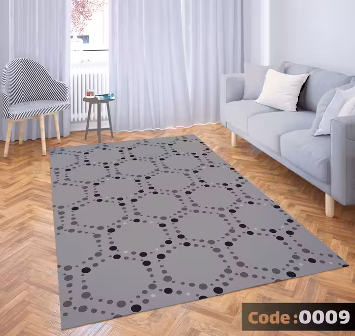 کاورفرش روفرشی دورکشدار گوشه لیفه ای طوسی کرم کد 0009