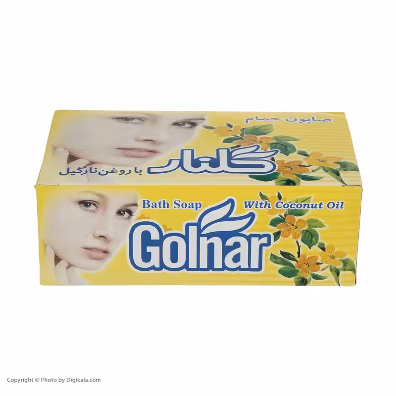 صابون گلنار مدل زرد طرح چهره با رایحه لیمو بسته 6 عددی