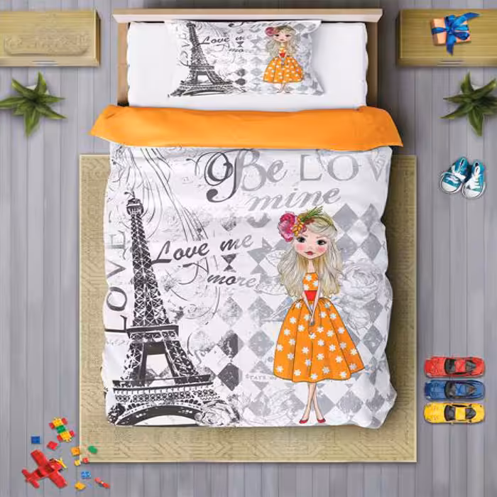 سرویس روتختی دخترانه چیداری مدل 7104 یک نفره چهار تکه