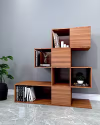 کتابخانه قهوه ای ام دی اف با روکش ضدخش مدل L.004