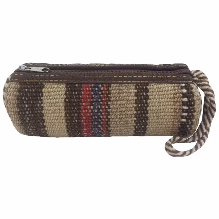 جامدادی گلیم دستباف  کد JAMEDGLI3  نفیس  زیپ قوی  رنگ کرم روشن قهوه ای