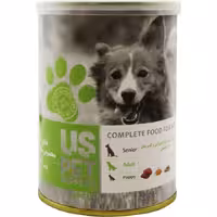 کنسرو سگ برند یو اس پت طعم بره و سیرابی و کدو وزن 400 گرم