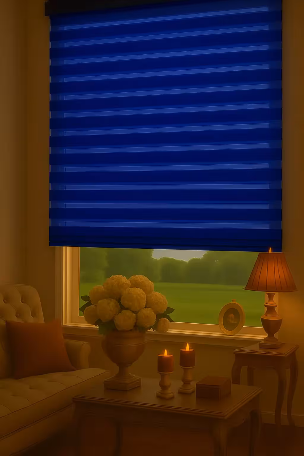 پرده سیلوئت آبی کاربنی