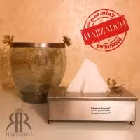 سالینو پروانه سطل و جا دستمال شیشه ترک  خمره ای نقره 417P