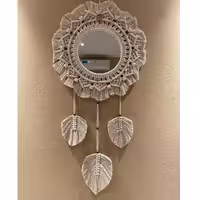 قاب آینه فانتزی دکوراتیو مکرومه مدل شاهان رنگبندی دلخواه قطر آینه 25 سانت