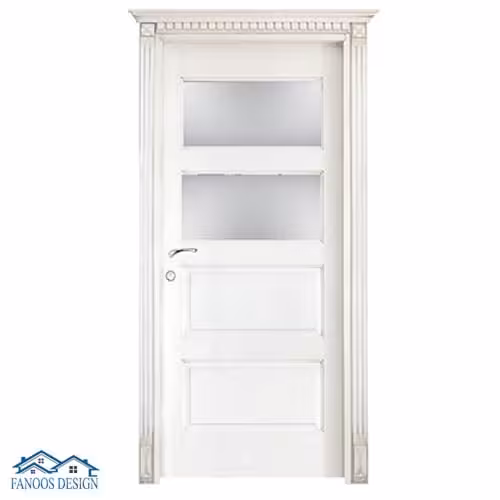 درب چوبی شیشه‌خور مناسب فضای داخلی کد 014