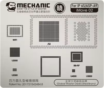 ورق شابلون مکانیک IPHONE BGA TOOLS MECHANIC 6S 6S PLUS