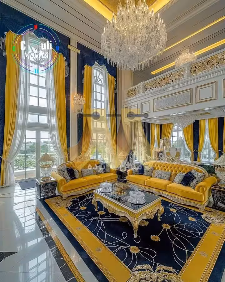 پرده هتلی مخمل زرد