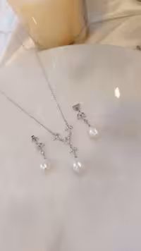 💍نیم ست لاکچری با مرواريد  خاص و زیبا ، نقره عیار 925(N_4301)