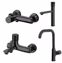 ست 4 تکه شیرآلات راسان مدل رناتا پلاس مشکی