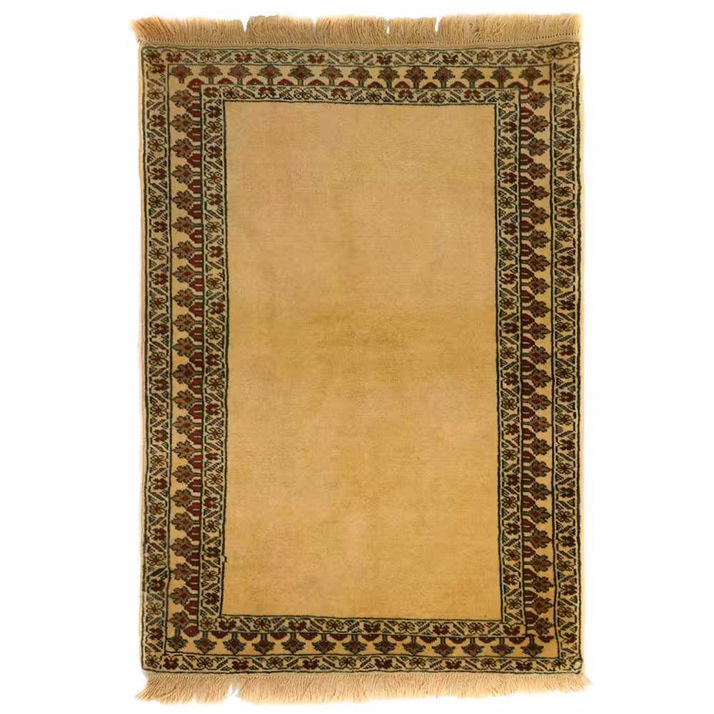 فرش قدیمی دستبافت یک و نیم متری مدل کف ساده