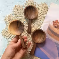 قاشق آجیل خوری چوبی دستساز بارلی(1عددی)  مدل لیانا کد bar0261 کوچک  چوب گردو 13 سانتی