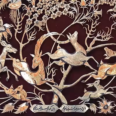 تابلو قلمزنی طرح گل و مرغ کد 4080