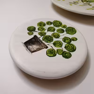 بشقاب دیوارکوب سفالی طرح گلدان مجموعه 3 عددی