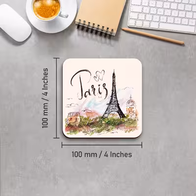 زیر لیوانی لوکسینو مدل پاریس طرح برج ایفل مجموعه 6 عددی