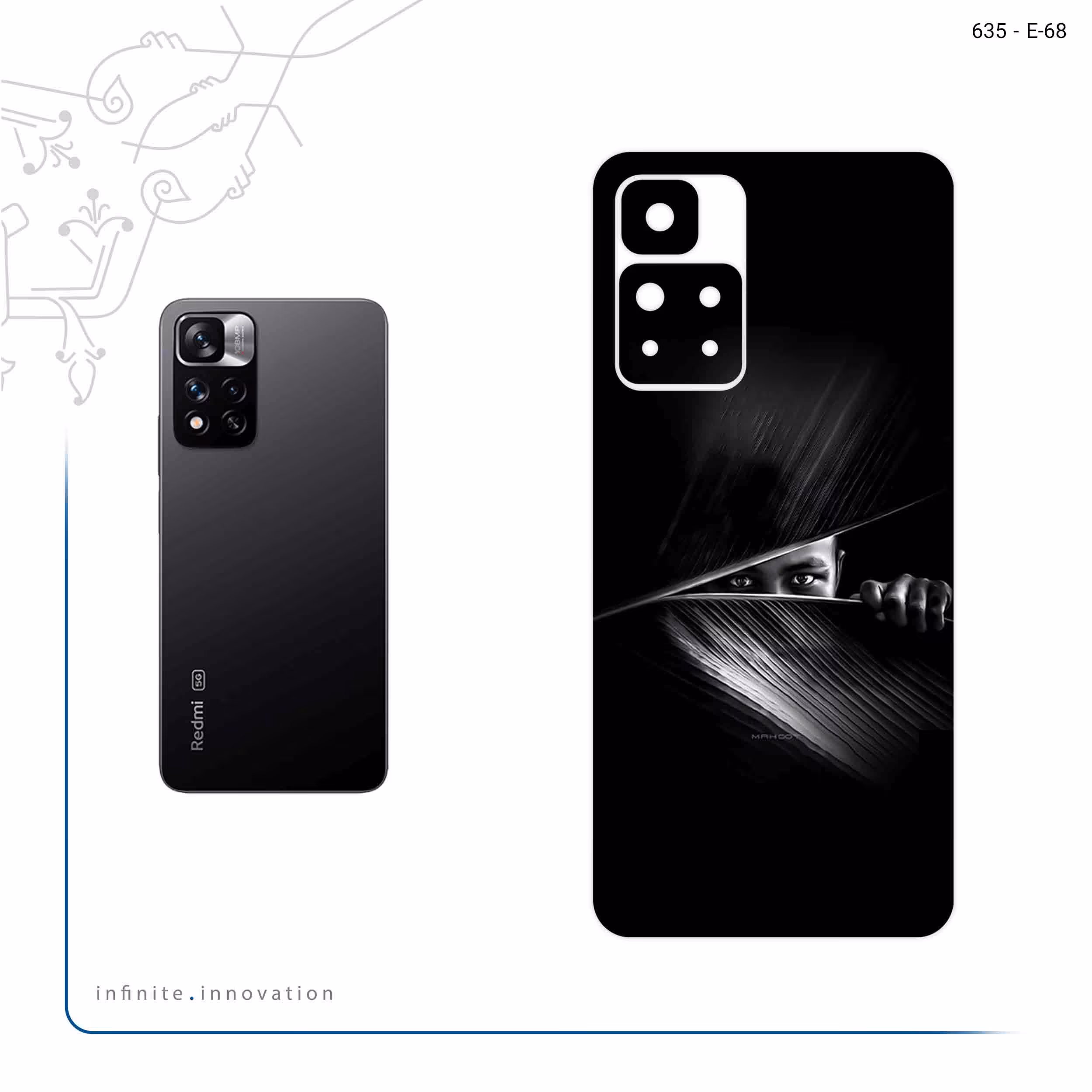 برچسب پوششی ماهوت مدل Black Portrait مناسب برای گوشی موبایل شیائومی Redmi Note 11 Pro Plus 5G