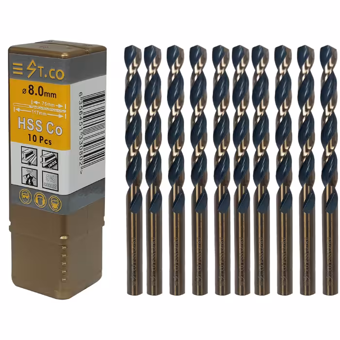 مته کبالت اس تی کو مدل HSSCO سایز 8 میلی متر مجموعه 10 عددی
