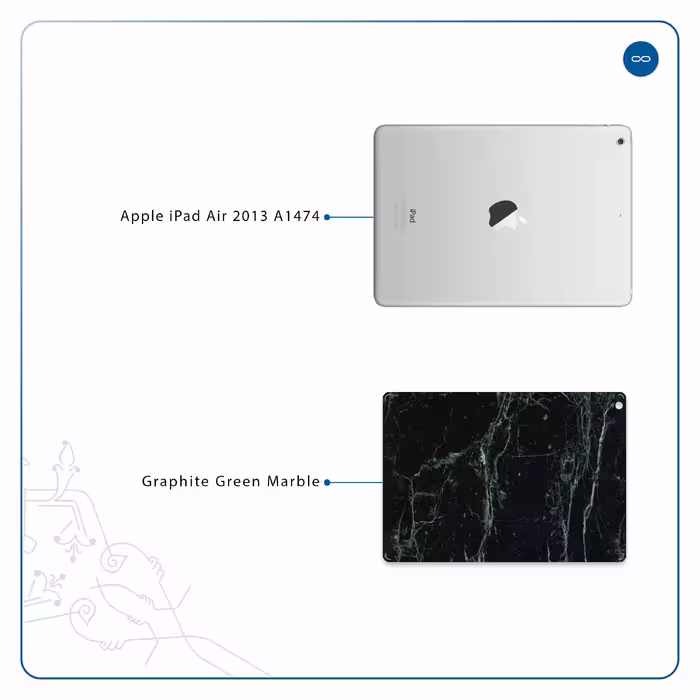 برچسب پوششی ماهوت مدل Graphite-Green-Marble مناسب برای تبلت اپل iPad Air 2013 A1474