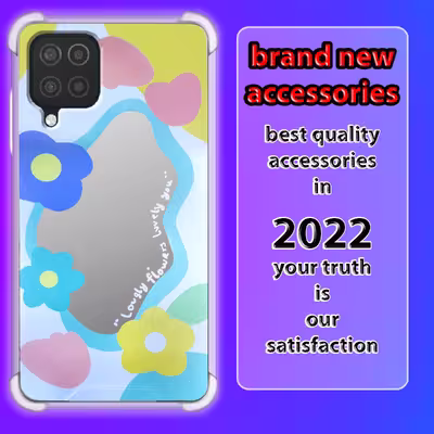 کاور لاین کینگ مدل آینه ایی نشکن طرح گل مناسب برای گوشی موبایل سامسونگ Galaxy A22 4G