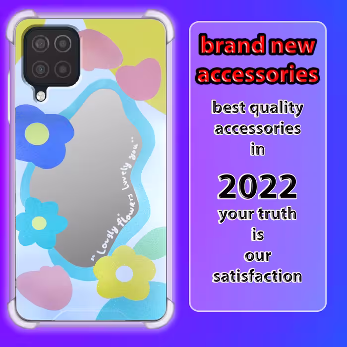 کاور لاین کینگ مدل آینه ایی نشکن طرح گل مناسب برای گوشی موبایل سامسونگ Galaxy A22 4G