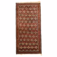 فرش دستبافت ترکمن قدیمی سه و نیم متری طرح واگیره ای