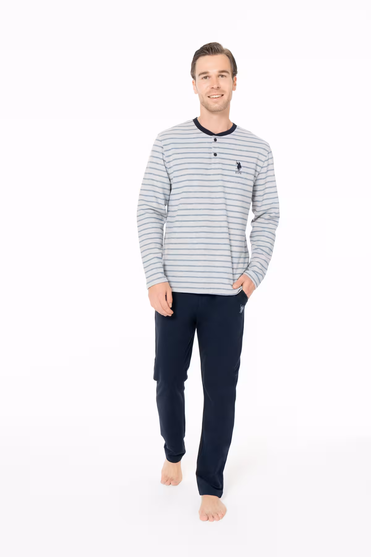 ست پیژامه مردانه پایه چوگان ASSN. لباس خانه خاکستری U.S. Polo Assn.