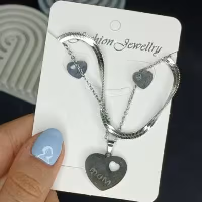 نیم ست ماری با پلاک زنجیر و گوشواره