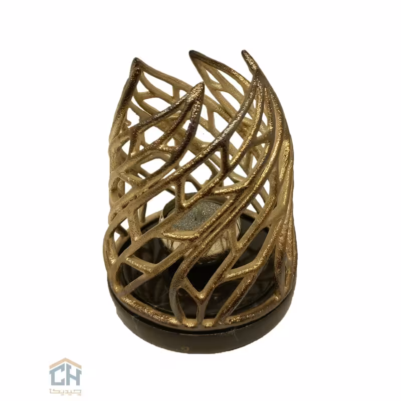 شمعدان برنجی طرح سانیا بلند نقره ای مدل 3030014