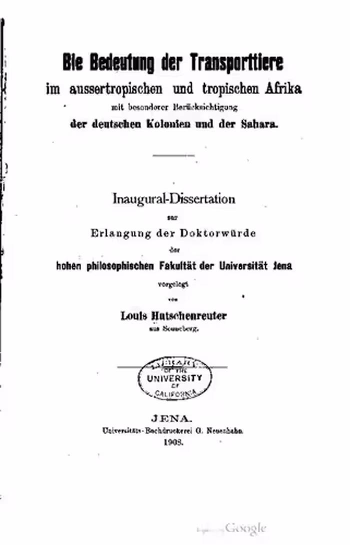 خرید و دانلود نسخه کامل کتاب Die Bedeutung der Transporttiere im aussertropischen und tropischen Afrika mit besonderer Berücksichtigung der deutschen Kolonien und der Sahara