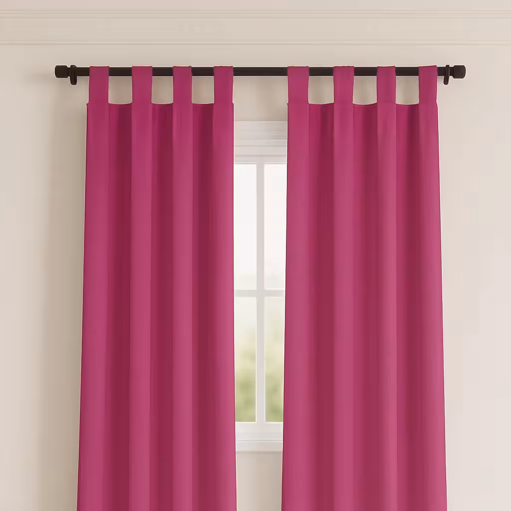 پرده بندینک‌دار کتان ارغوانی روشن