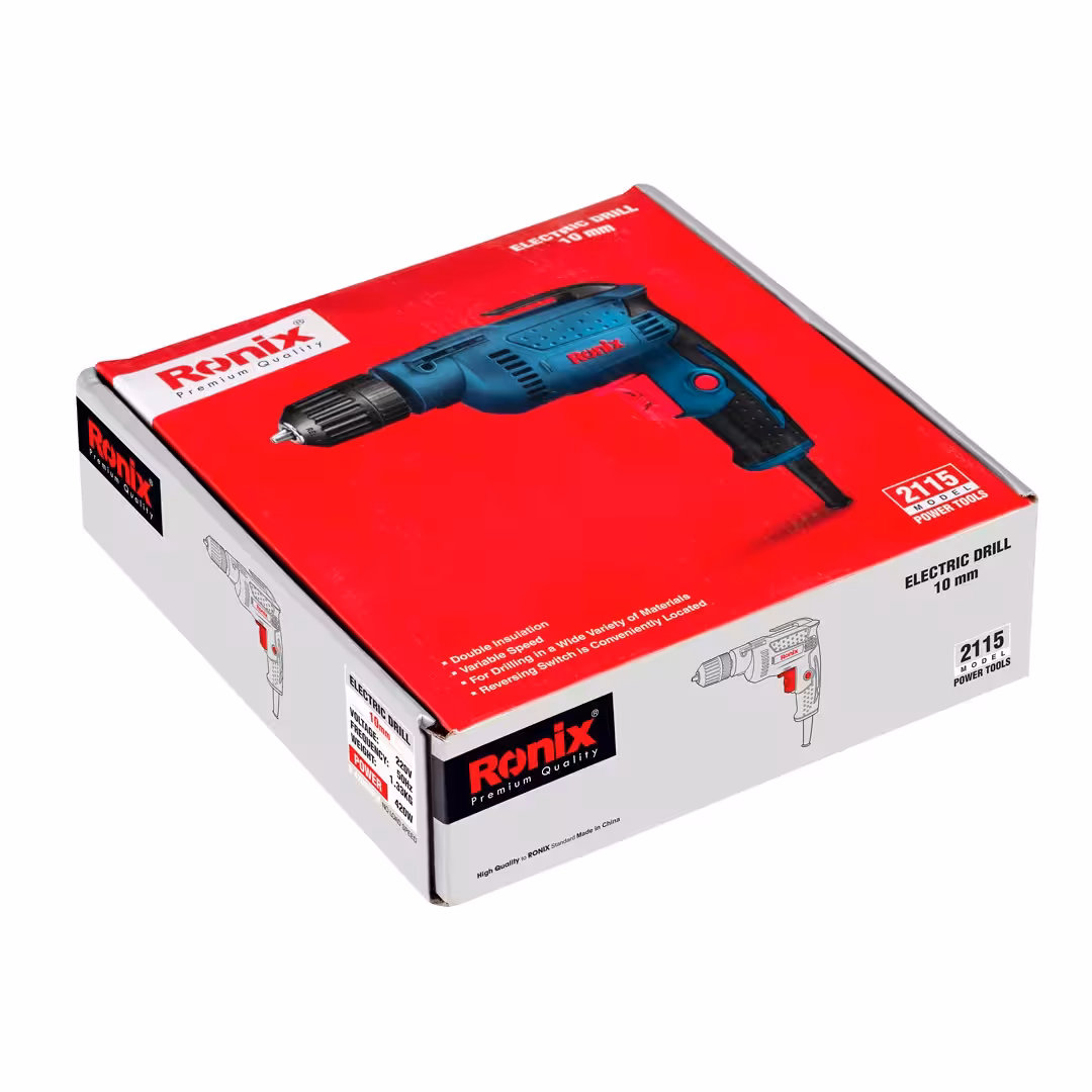 دریل برقی 10 میلی‌متری اتوماتیک 420 وات 4200 دور رونیکس 2115