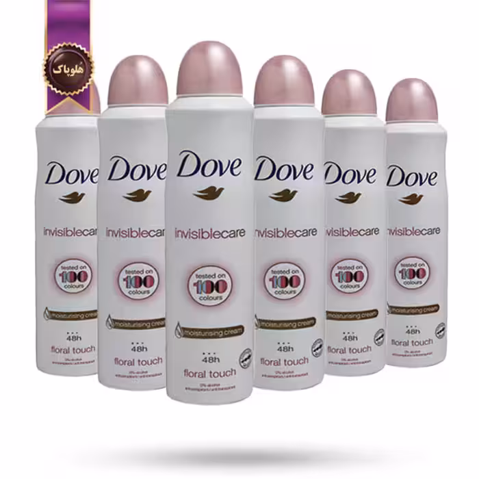 6 عدد اسپری دئودورانت ضد تعریق زنانه داو Dove مدل محافظت نامرئی روی 100 رنگ لباس Invisible Care حجم 250 میلی لیتر (اورجینال)